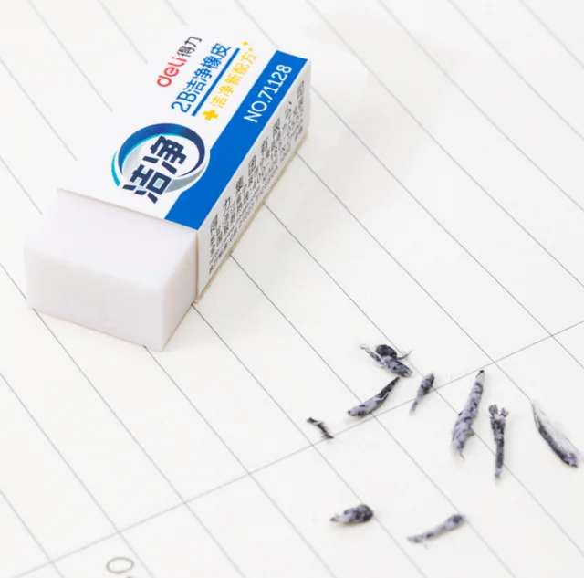 Deli 71128 2B Eraser Pencil Rubber White Eraser Kawaii Correction Supplies  School Office Stationery - AliExpress