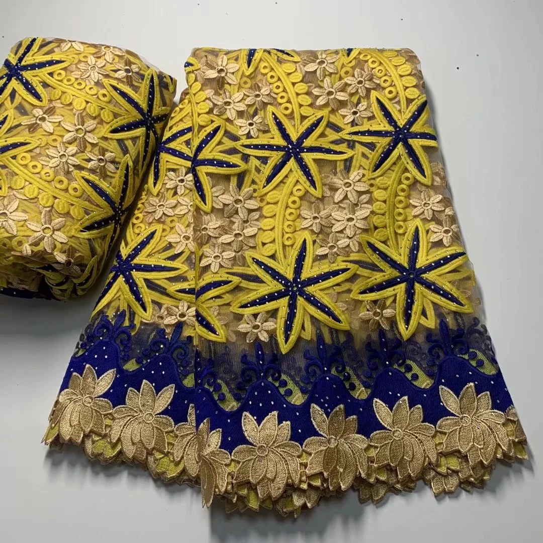 2022 High Quality African Lace Fabric With Stones African Embroidery Guipure Lace Fabric For Nigerian Net Lace Women Dress 