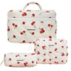 Cherry Printing Makeup Bag Quilted Makeup Bag Large Flower Makeup Bag Women's Cotton Makeup Bag Flower Travel Wash Bag 1