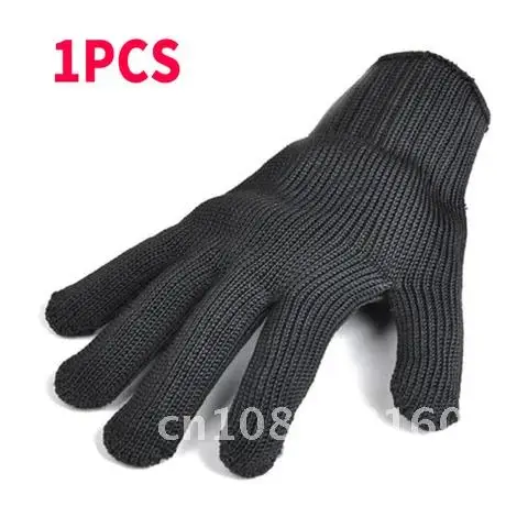 

1 Pair Metal Mesh Gloves Black Steel Wire Safety Anti Cutting Wear Resistant Kitchen Butcher Working Gloves Garden Self Defense