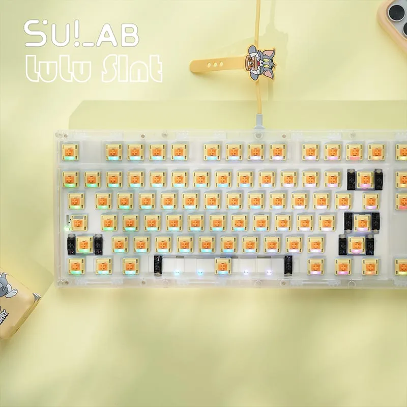 HMX SU LAB 룰루 사일런트 스위치 세트 POM 더블샷 리니어 사일런트 32/37/45g 2.0mm 액추에이션 3.8mm 트래블, 조용하고 부드러운 타이핑 제공