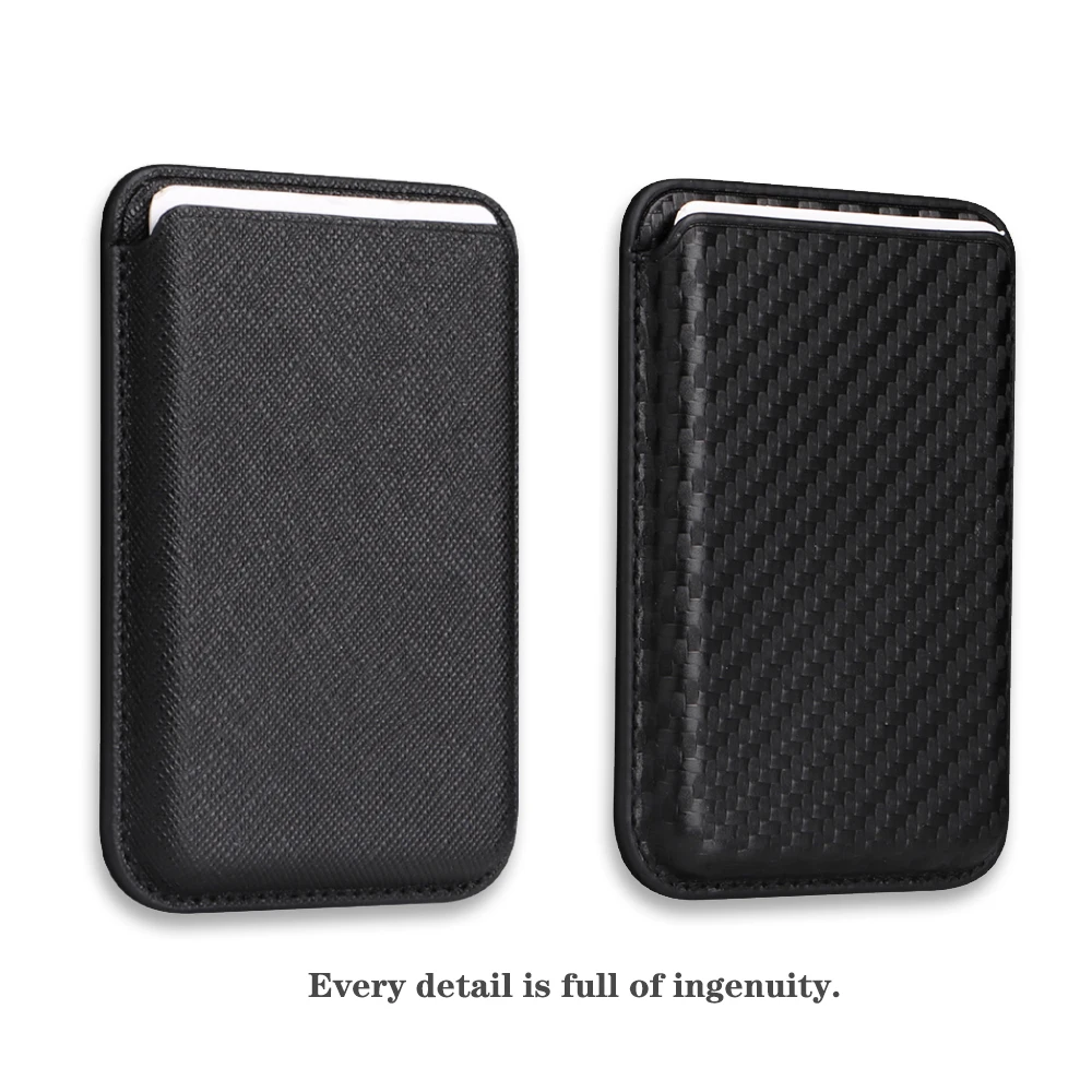 Magnetic Type Luxury Saffiano Leather Card Holder for Apple Iphone15 14 13 12 Mag Safe Carbon fiber Wallet for Phone Accessories