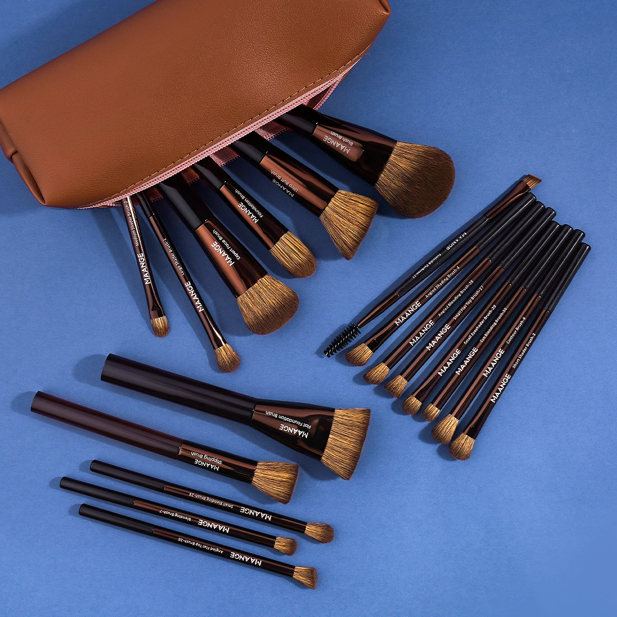 مجموعة فرش مكياج مكونة من 19 قطعة من MAANGE مع حقي...