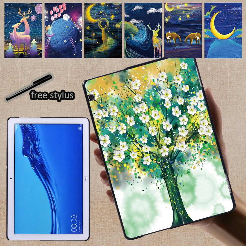

Tablet Case for Huawei MediaPad M5 Lite 8 /M5 Lite 10.1 /M5 10.8 /T5 10 10.1 /T3 8.0 /T3 10 9.6 Inch Paint Print Hard Back Shell