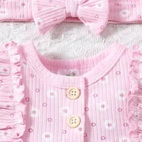 2PCS Summer Baby Girl Jumpsuit with Round Neck Butterfly Sleeve Design, Cute Sweet and Lively Princess Style Newborn Jumpsuit 3