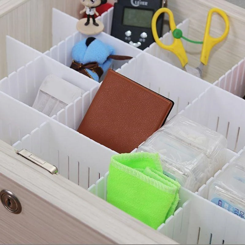 서랍 칸막이, 서랍 칸막이 정리함 5PCS DIY 플라스틱 그리드 조절 가능