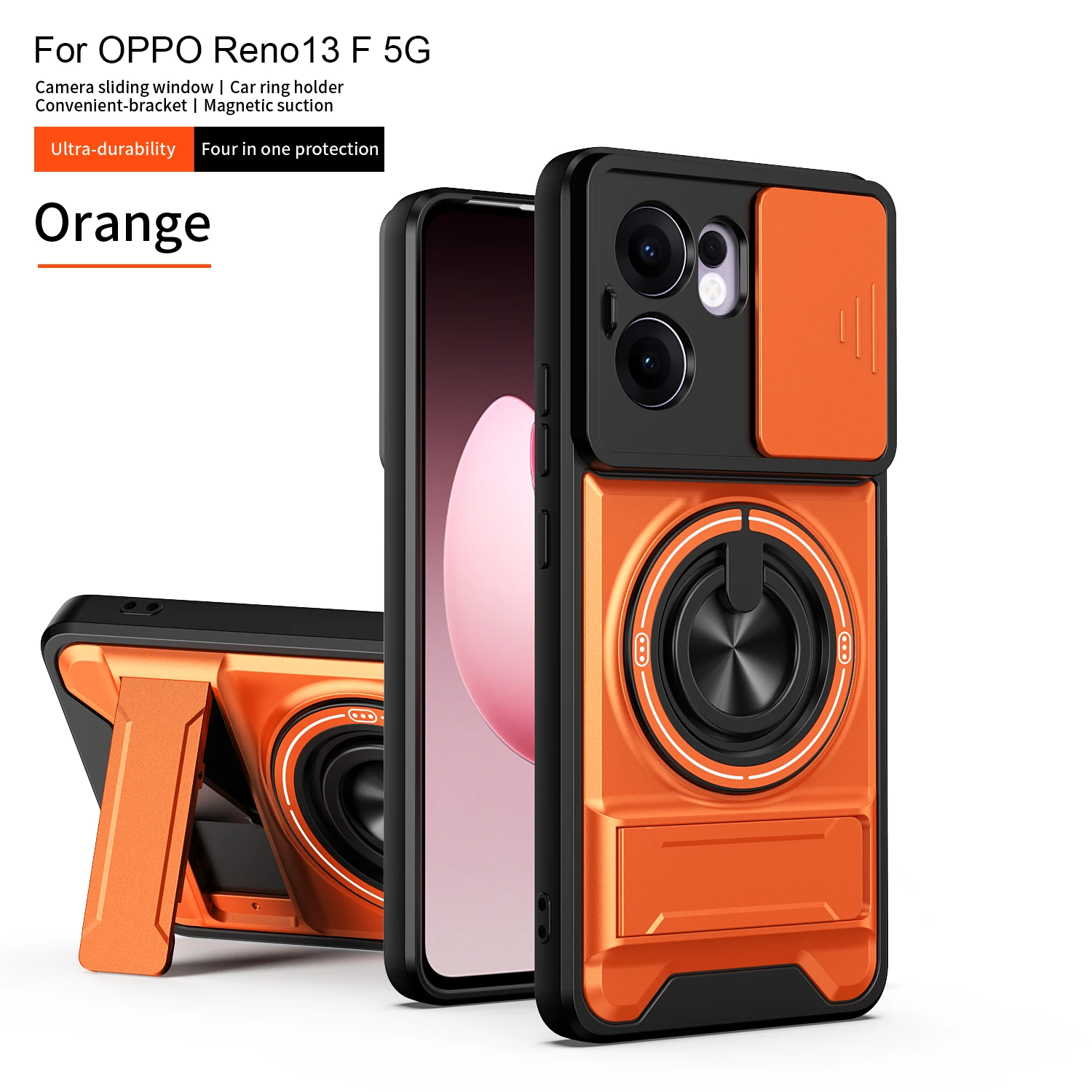 Magnetic Fold Holder Military Armor Phone Case with Camera Protection