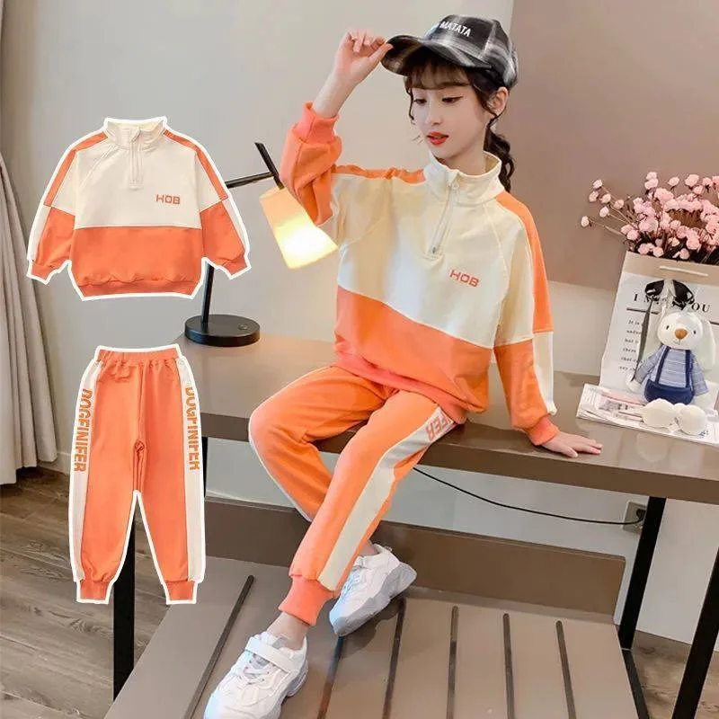 

Girls Suit Sweatshirts +Pants Cotton 2Pcs/Sets 2022 Cool Spring Autumn Thicken Sport Suits Sets Uniforms Kid Baby Children Cloth