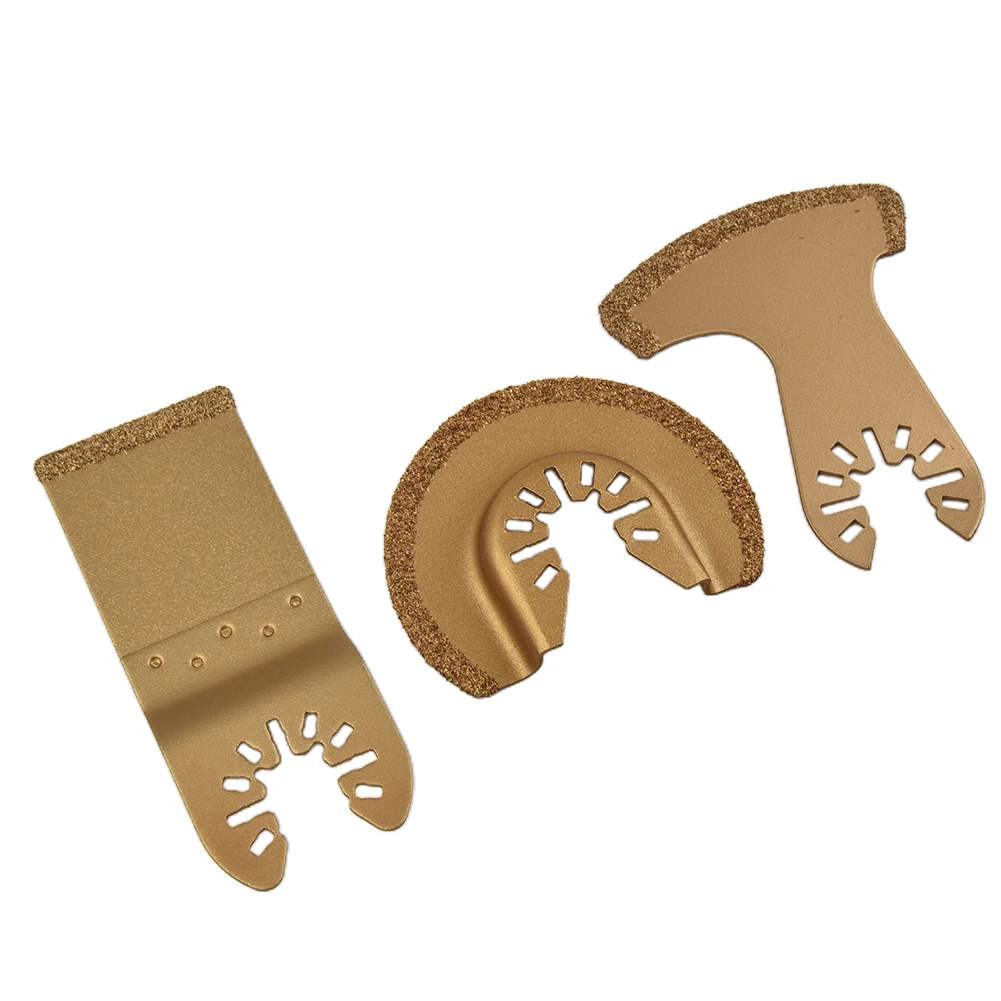 Carbide Oscillating Multi Tool Segment Saw Blades Tile Grout Cutter Semicircle E shaped Curved Saw Blade Power Tools 3pcs Set