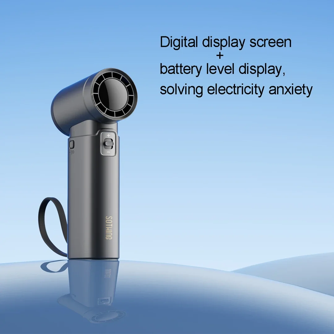 SOTHING Portable Handheld Fan Digital Display High-Speed Fan with 9000mAh Power Bank 18W Fast Charge Outdoor Camping