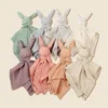 Cotton Gauze Baby Comforter Blanket Cartoon Rabbit Baby Sleeping Doll Solid Color Security Blanket for Infant Kids 3