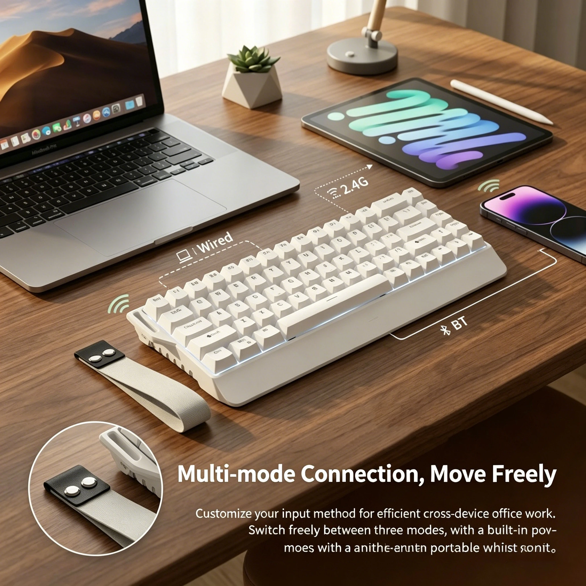 Wireless Mechanical Gaming Keyboard 60%,Hall Effect Magnetic Switch,RGB Backlit,Tri-Mode Hot Swappable Win/mac/iOS/And/Harmony - 5