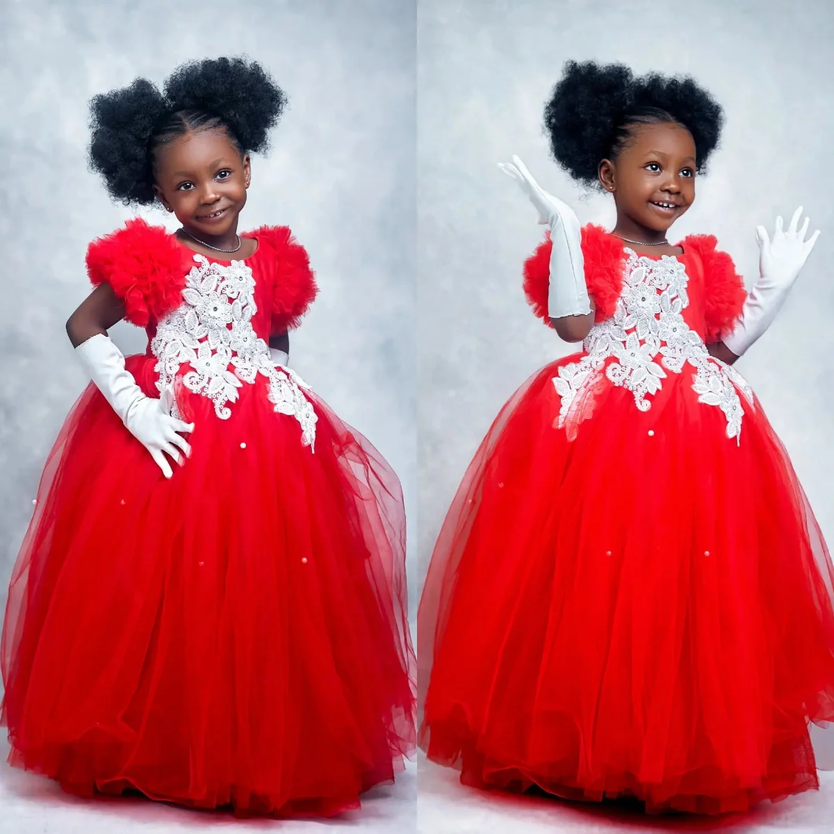 

Платье для девочек с красными цветами, блестящее кружевное бальное платье с аппликацией, детское платье для первого причастия, платье принцессы для свадебной вечеринки