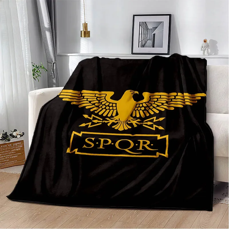 로마 SPQR 로고 인쇄 담요 패션 따뜻한 담요 부드럽고 편안한 담요 홈 여행 담요 생일 선물