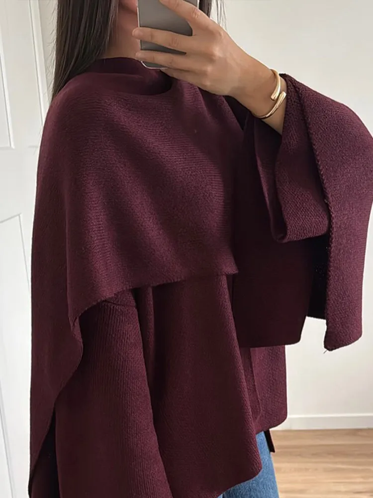 Fashion High Waist Flap Pockets Long Coats Elegant Burgundy Lapel Single Breasted Wool Blends Overcoat New Lady Street Outerwear 5