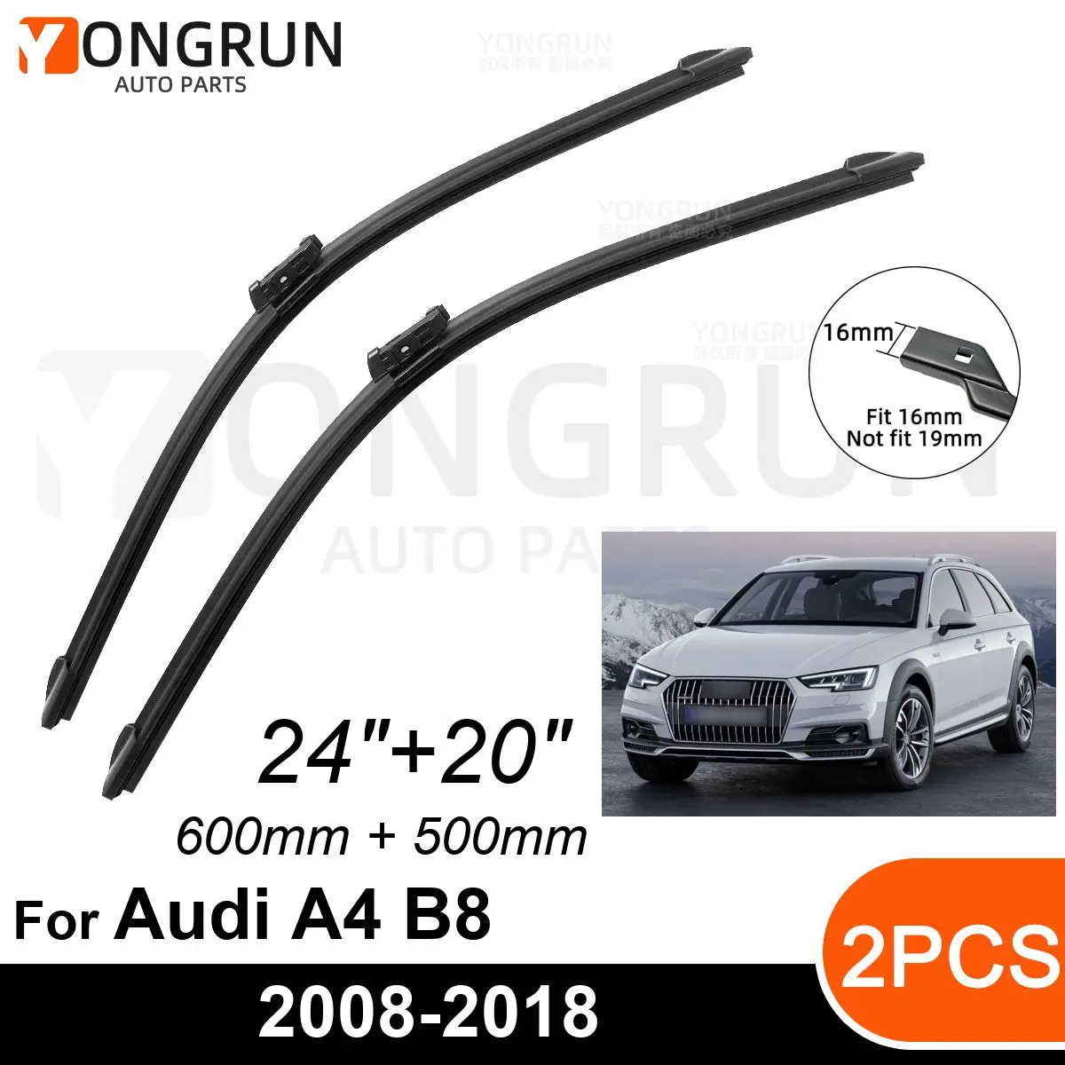 

Стеклоочистители передние Автомобильные для Audi A4 B9 Allroad 2008-2018, резиновые щетки стеклоочистителя 24 дюйма + 20 дюймов, аксессуары для автомобильного лобового стекла