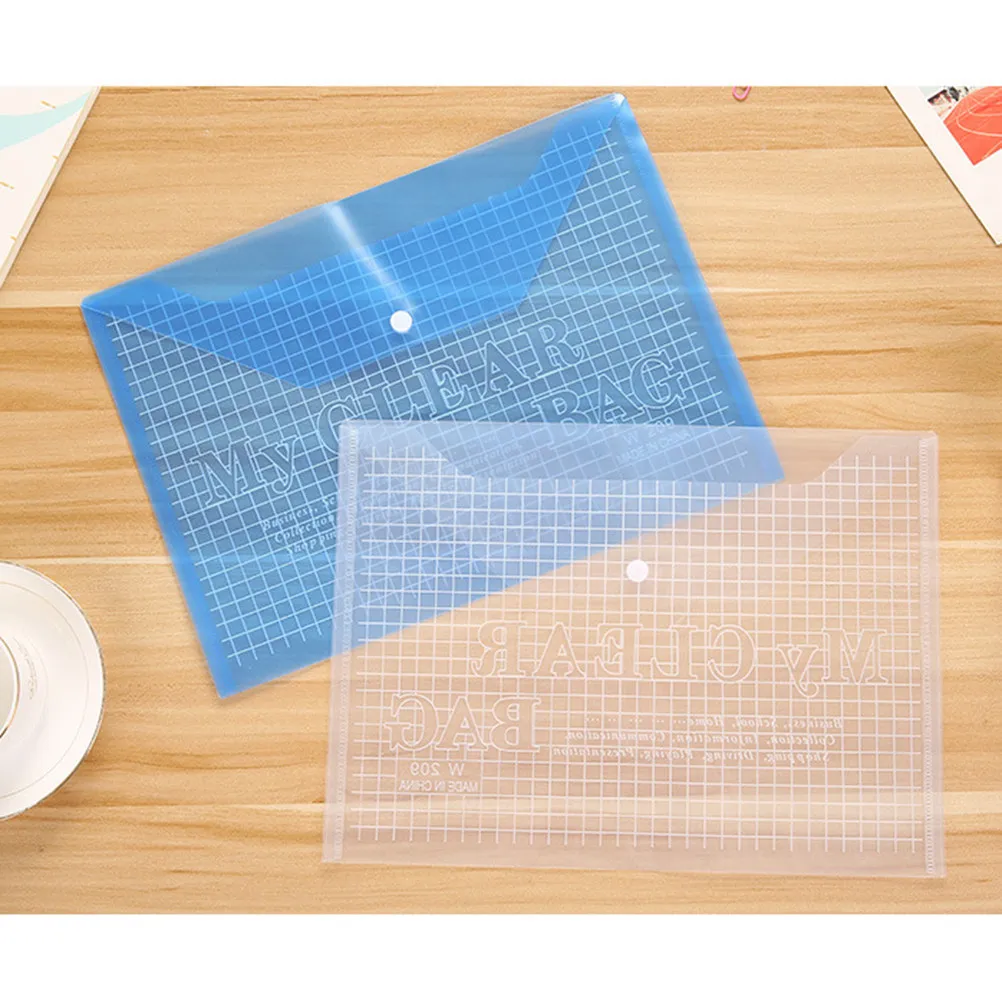 12Pcs A4 문서 폴더 버튼 클로저 투명 파일 홀더 방수 찢어짐 방지 문서 정리함 사무실 홈 스토리지
