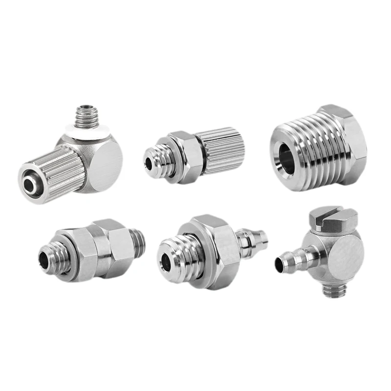 M5-4 2Pcs 304 스테인레스 스틸 피팅 마이크로 커넥터 미니 M5 스레드 4mm PU 튜브 스트레이트 엘보 벤드 에어 실린더 AFR 브랜드