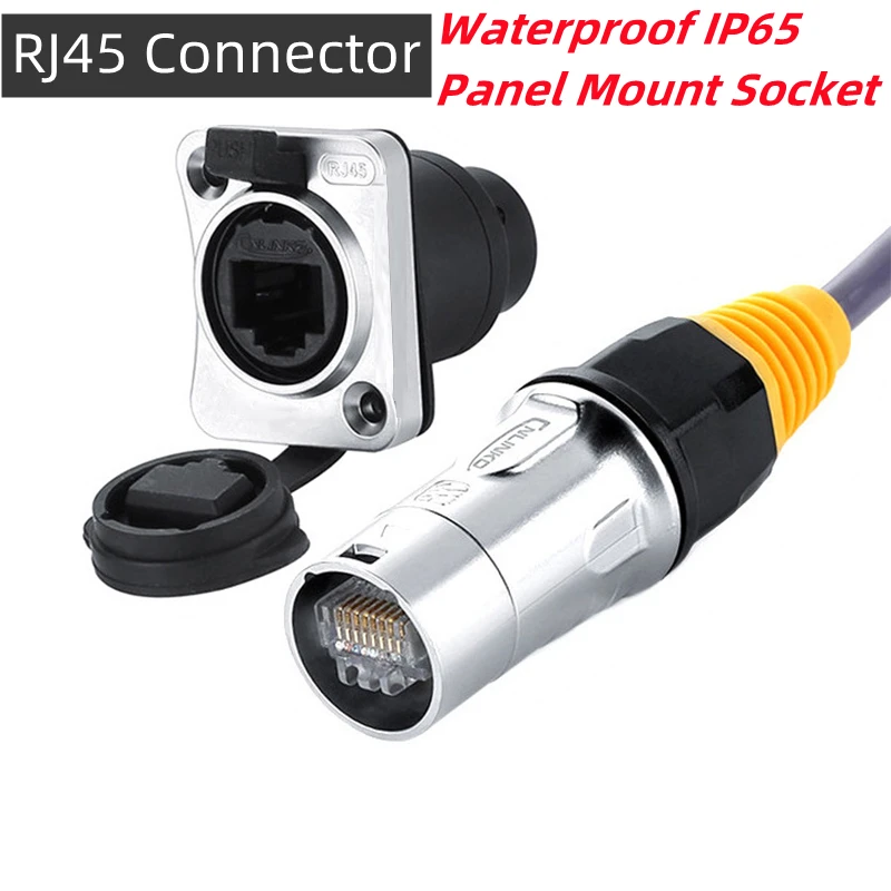 

Nku RJ45 8P8C Connector Outdoor Ethernet Plug Panel Mount Socket Waterproof IP65 Jack Signal Coupler for Cat5/6 Network Cable