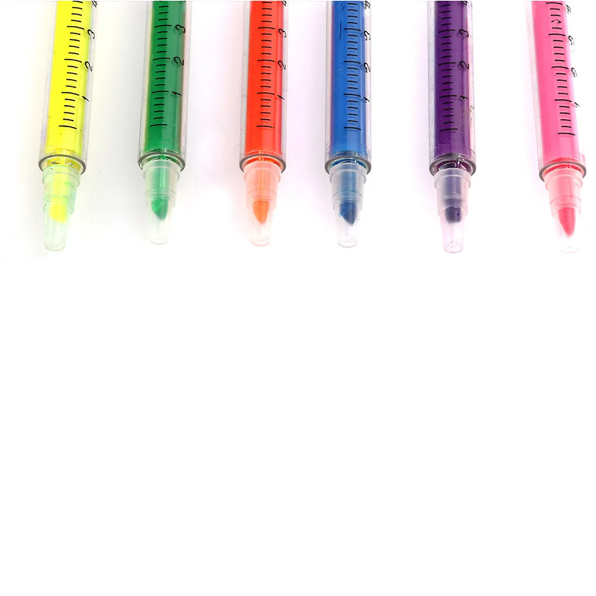 6pcs 주사기 모양의 형광펜 펜 6 색 노트 용 형광 마커 학교 사무실 사용 노란..
