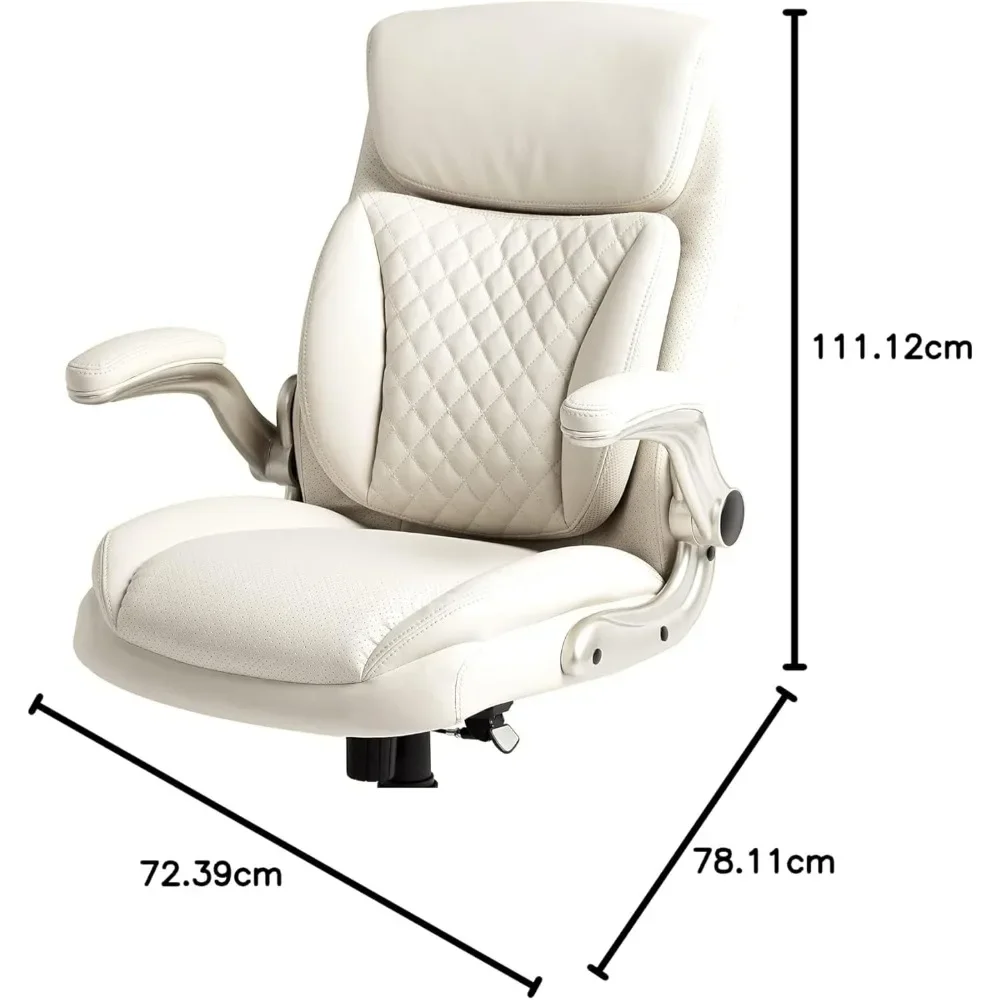 Ergonomic Executive Office Desk Chair with Flip-up Armrests, Adjustable Height, Tilt and Lumbar Support, Grey Bonded Leather 5