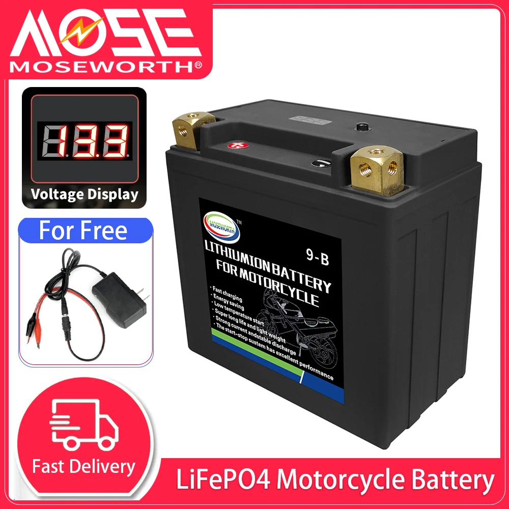 

9-B 12V Motorcycle LiFePO4 Battery 6Ah CCA350 Motorbike Battery lithium Ion with BMS Jump Starter for Scooter ATV UTV Snowmobile