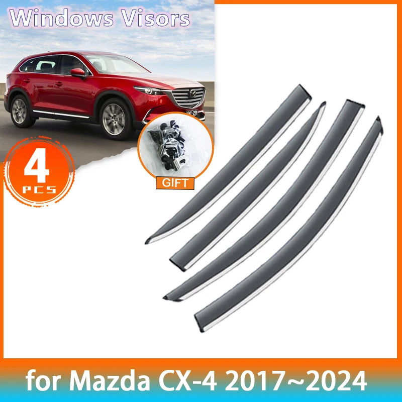 

Deflectors for Mazda CX-4 CX4 CX 4 2023 2022 2021 2020 2019 2018 2017 Accessories Window Visor Rain Eyebrow Guards Awning Trim