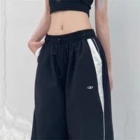 Y2K Women Cargo Pants Vintage Streetwear Baggy Wide Leg Sweatpants Casual Drawstring Oversize Pockets Tech Fashion Trousers - Image 5
