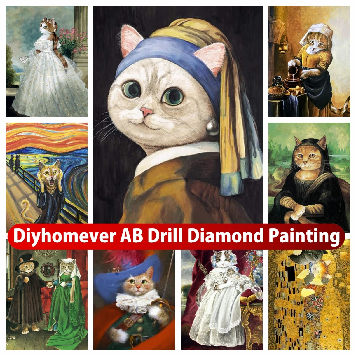 Kit Diamond Painting 5D - Motivo Gattino E Cane | 30x30 Cm | Con Diamanti, Applicatore E Istruzioni | Arte Terapia E Decorazione - Foto 3