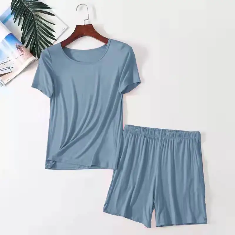 

New Modal Pajamas Women's Summer Casual Two-piece Comfortable Short-sleeved Sleepwear Set Shorts Pant Cool Sense Home Wear Set