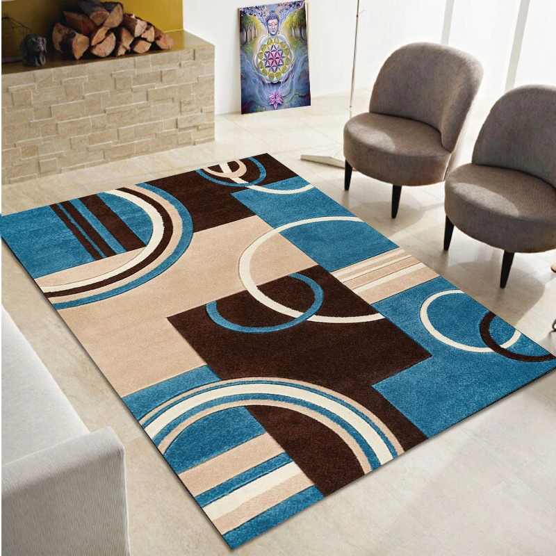 

Nordic Simple Geometric Printing Bedroom Round Carpet Retro Living Room Carpet Large Area Cloakroom Washable Non slip Floor Mat