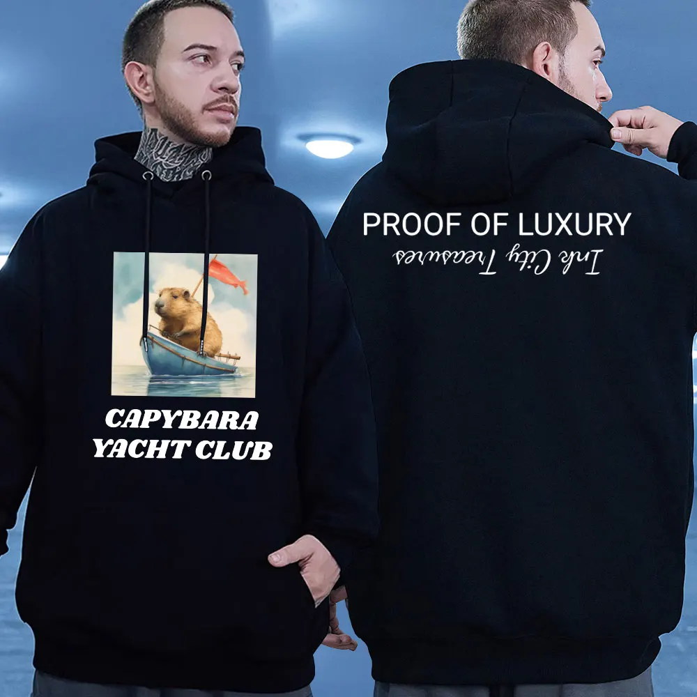 

Capybara Hoodies Sail Into Opulent Serenity with Proof of Luxury Funny Graphics Sweatshirt Autumn/Winter Long Sleeve Pullover