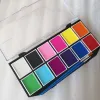 Professional Body Art 12 Colors Pastel Neon UV Color rainbow split cake Face Paint Palette for Halloween Christmas 4