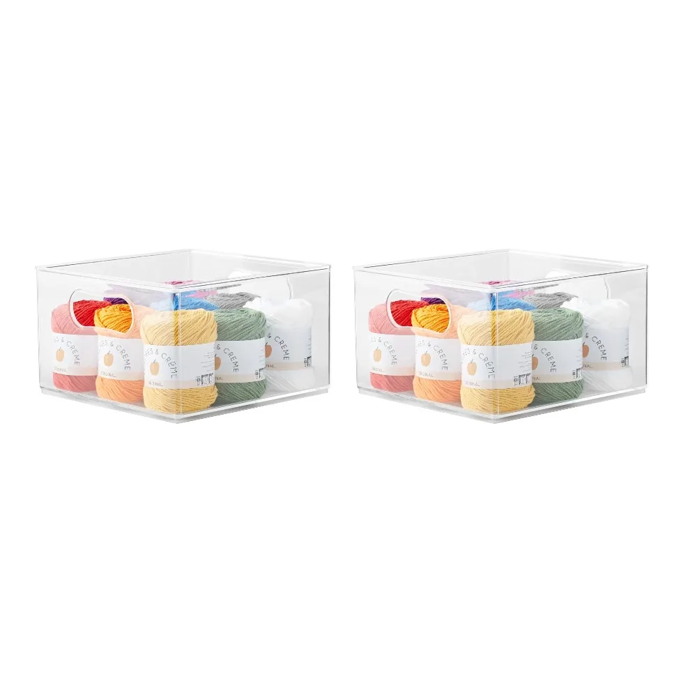 

Large Clear Plastic Storage Bin Organizer 2-Pack 10" X 10" X 6"