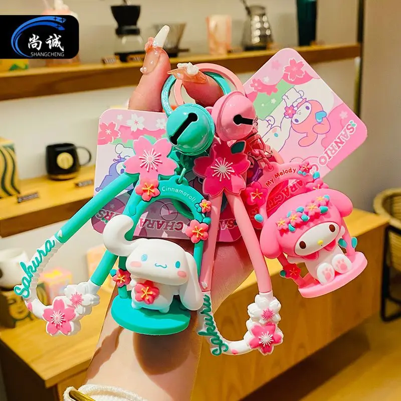 

Sanrios Cinnamoroll Keychain Cute Cartoon Kuromi Doll Keyring Bag Pendant Couple Car Keyholder Creative Bag Charm Accessories