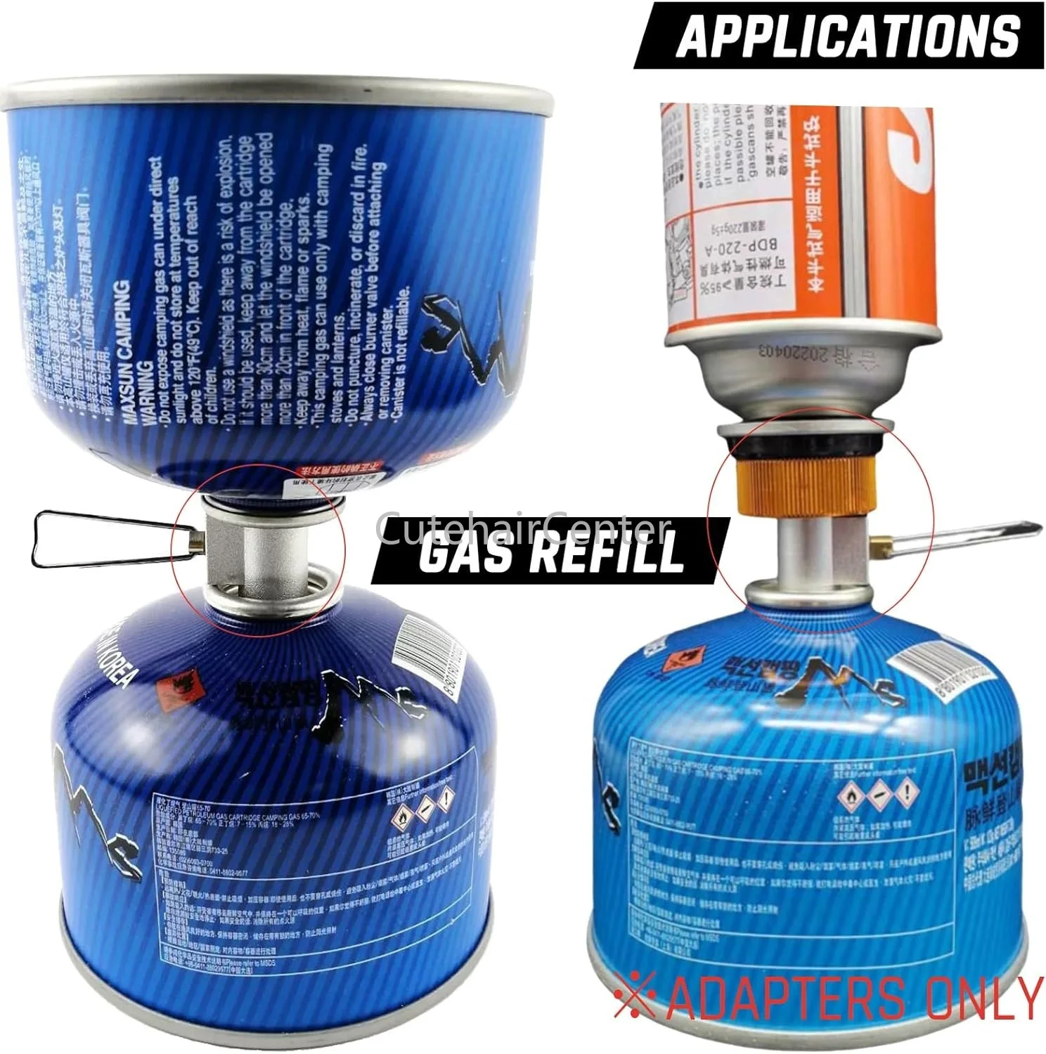 Camping Gas Canister Refill Adapter for Isoutane/Butane Stove Valve Shifter OD CB Can Inflating Filling Outdoor BBQ Portable Kit