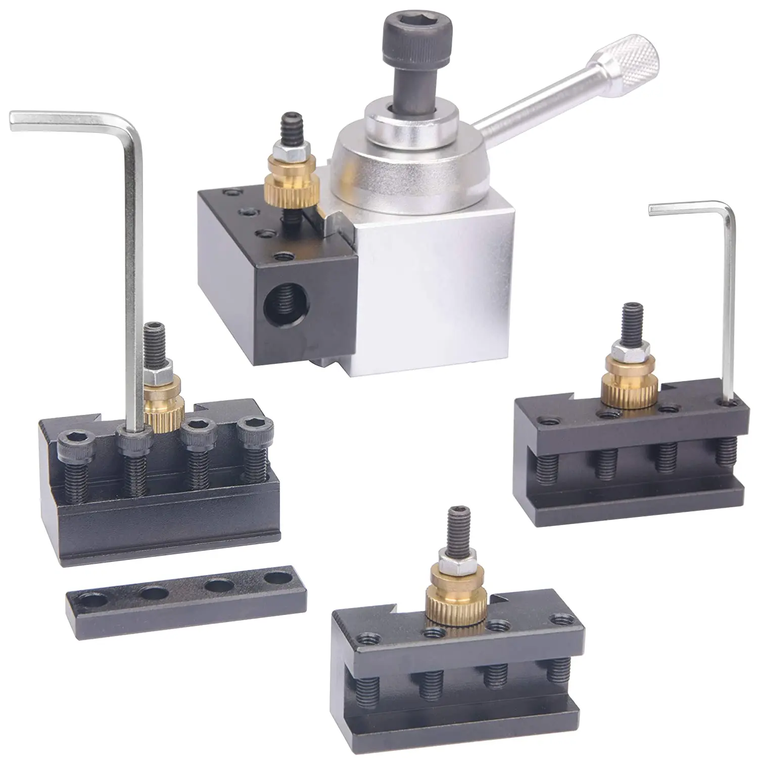 Lathe Tool Holder Mini CNC Lathe Tool Holder Quick Change Tool Post Cutter Holder Screw Kit Set Boring Bar Turning Facing Wrench
