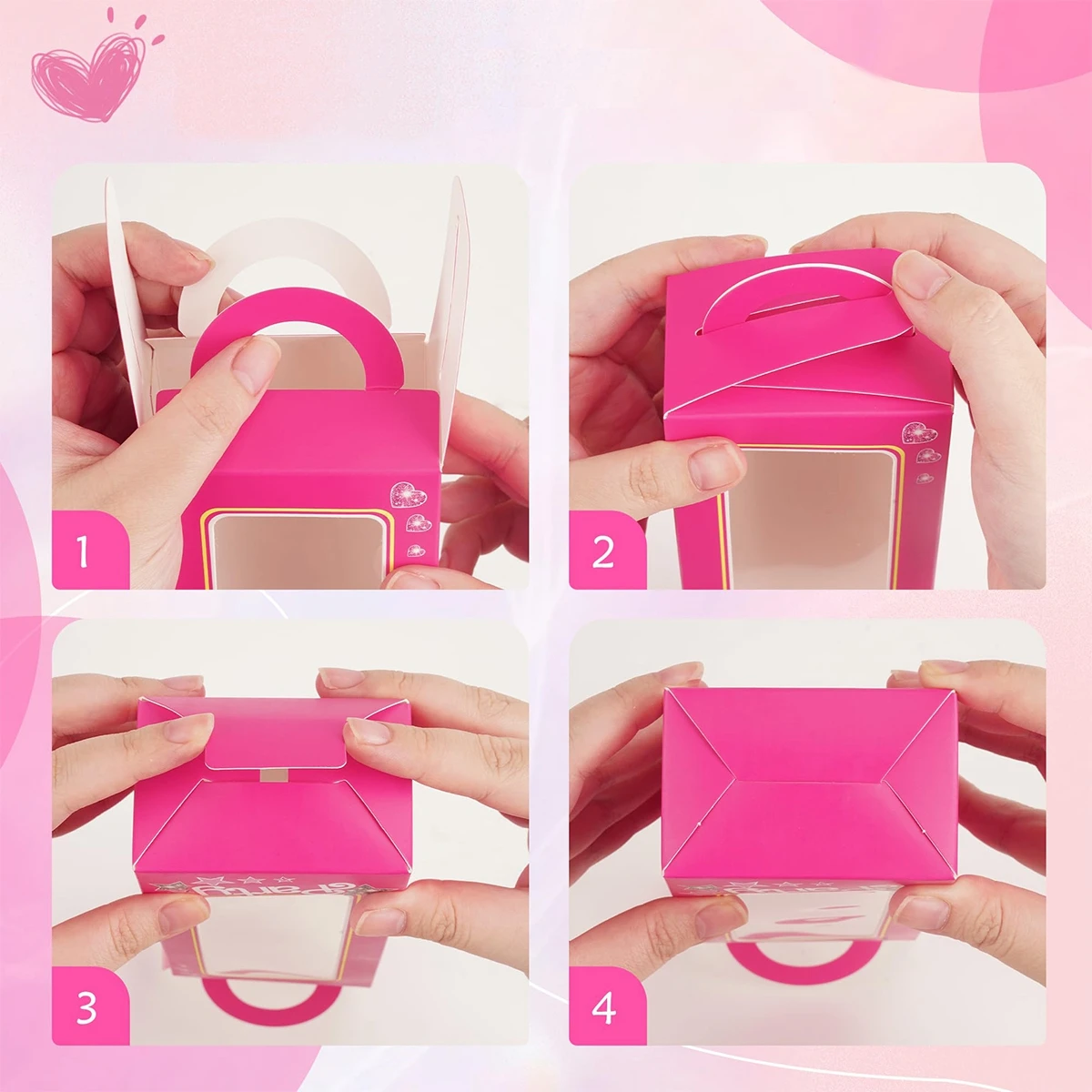 GBACHOOSE Geschenkboxen Rosa – 48 Stück Mit PVC-Fenster, Für Puppen, Süßigkeiten & Partygeschenke