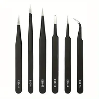 Precision ESD anti-static tweezers set -6-pc stainless steel tool for electronic repair and process modeling, bending 2025 1