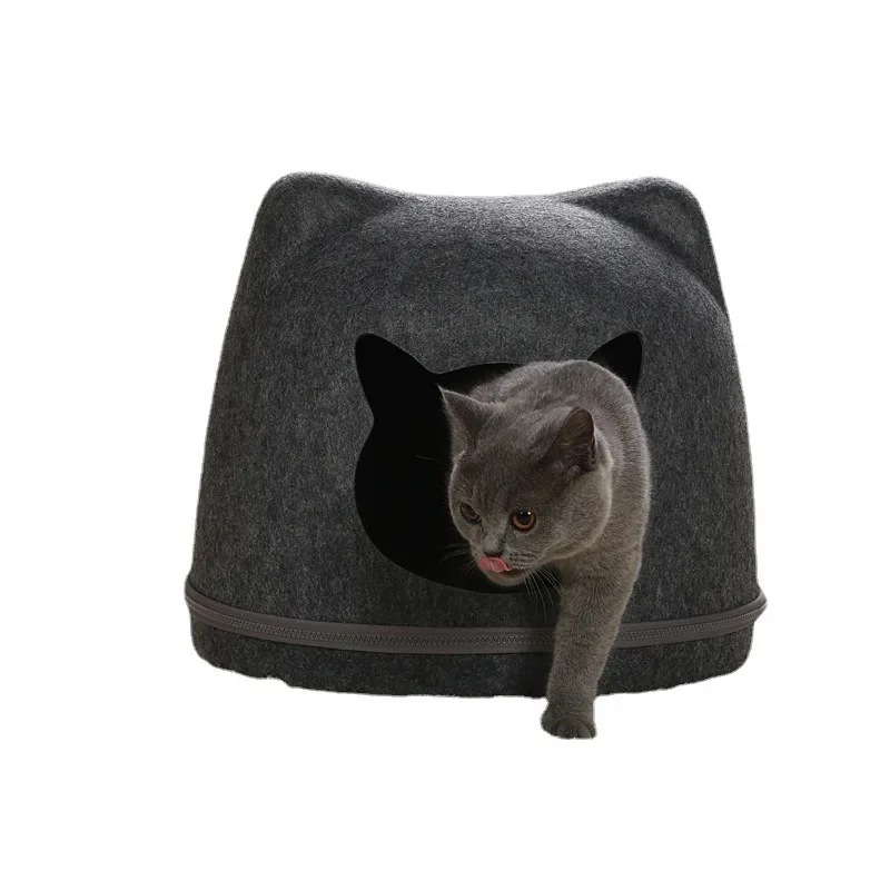 

Pet Felt Cat Nest Creative Cat House All-season Pass Semi-closed Accessories Cat Bed Pet Products House Cats Beds Furniture