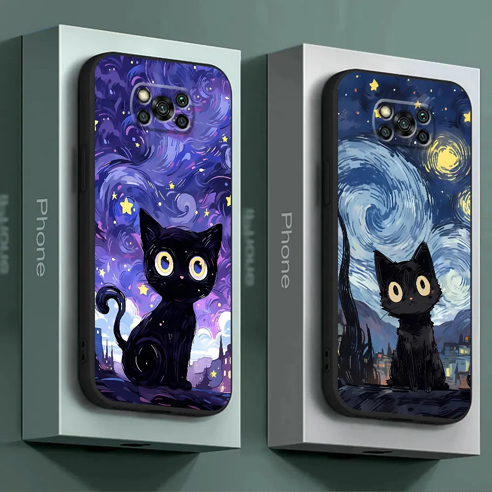 Starry Sky Cat Silicone Phone Case
