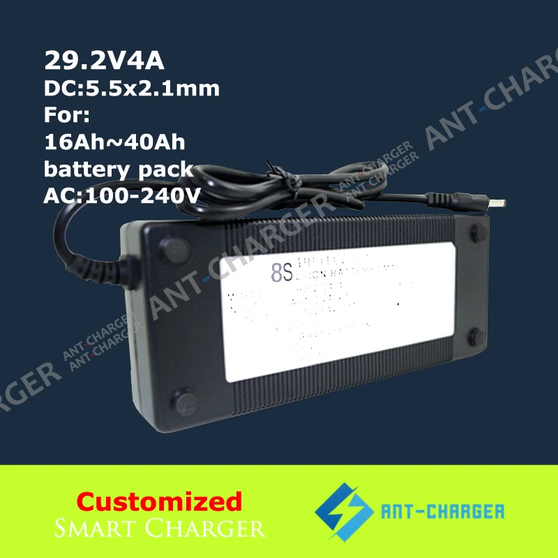 Free Shipping US 29.2V2A LiFePO4 Battery 2A Smart Charger with 5.5x2.1mm DC plug 