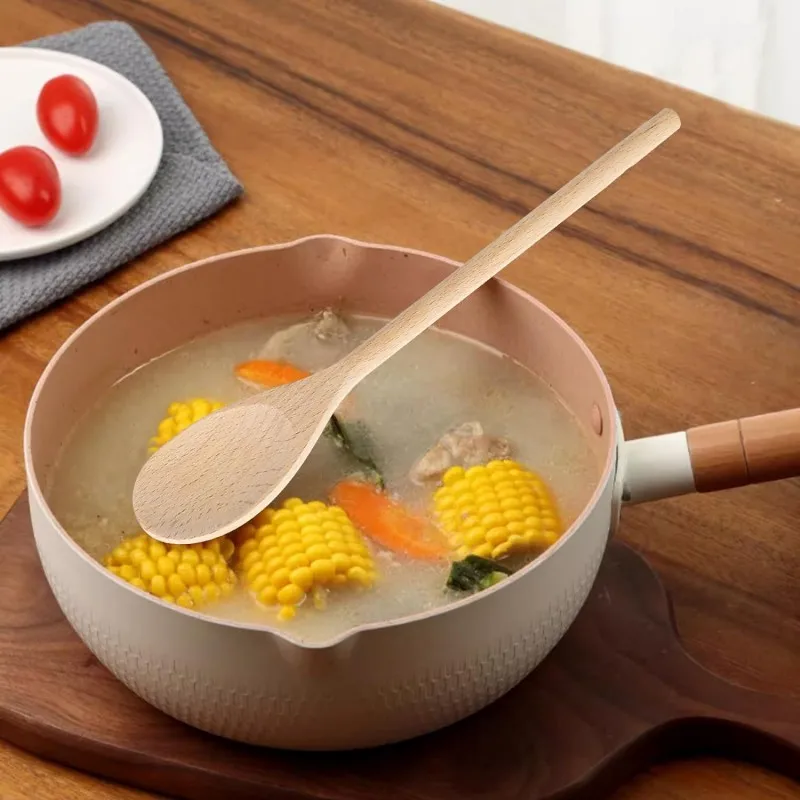 1/2 Pcs Wooden Soup Spoons Long handle 30*5cm Beech Wood Mixing Stirring Coffee Dessert Spoons Eco Friendly Table Soup Tableware wooden spoon wooden cooking spoon
