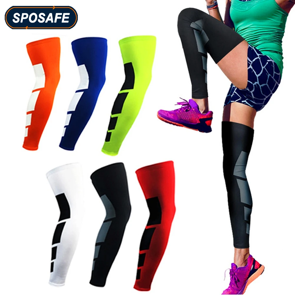 Sports Anti slip Full Length Compression Leg Sleeves Calf Shin Splint