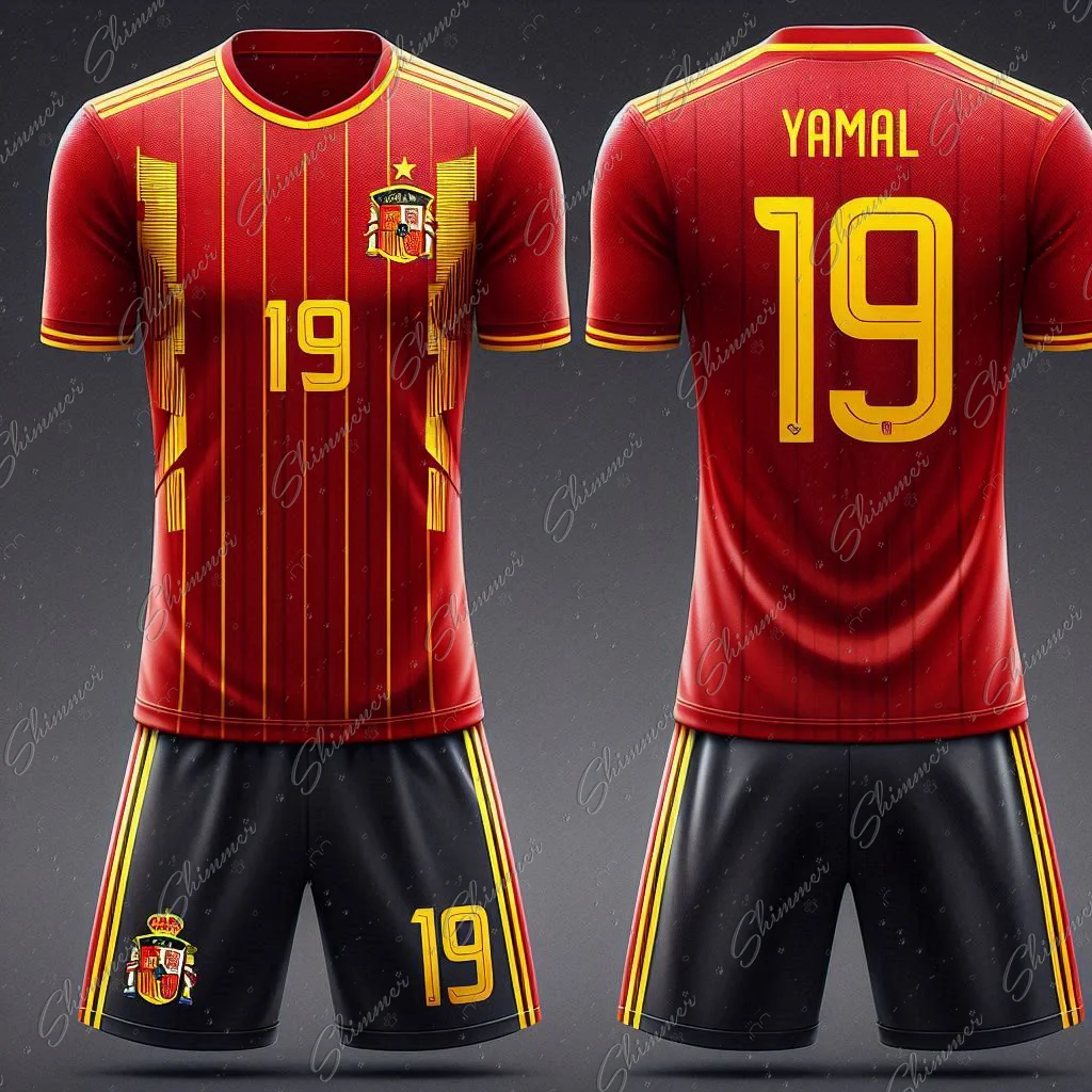New Spain Team No. 29 Yamal Jersey Team Sports Quick Dry Kids Clothing Men's Set Ensembles De Sport Sportswear Man Suits sports suit