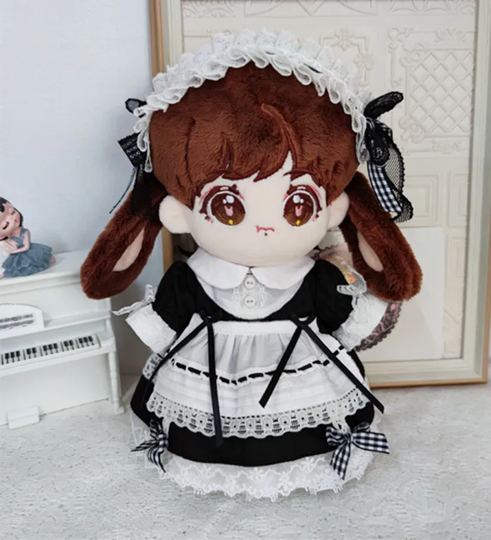 

New arrival 3PC/SET Handmade 20cm Doll Clothes Maid Dress Headband Apron Kpop Plush Dolls Outfit Doll's Accessories Cos Suit