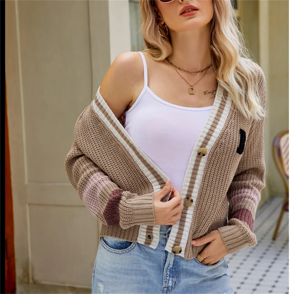 

Sweet Preppy Style Cardigan Kintted Sweater Long Sleeve Top Women Jerseys Autumn Winter Retro Sweaters Outfits Knitwear Clothing