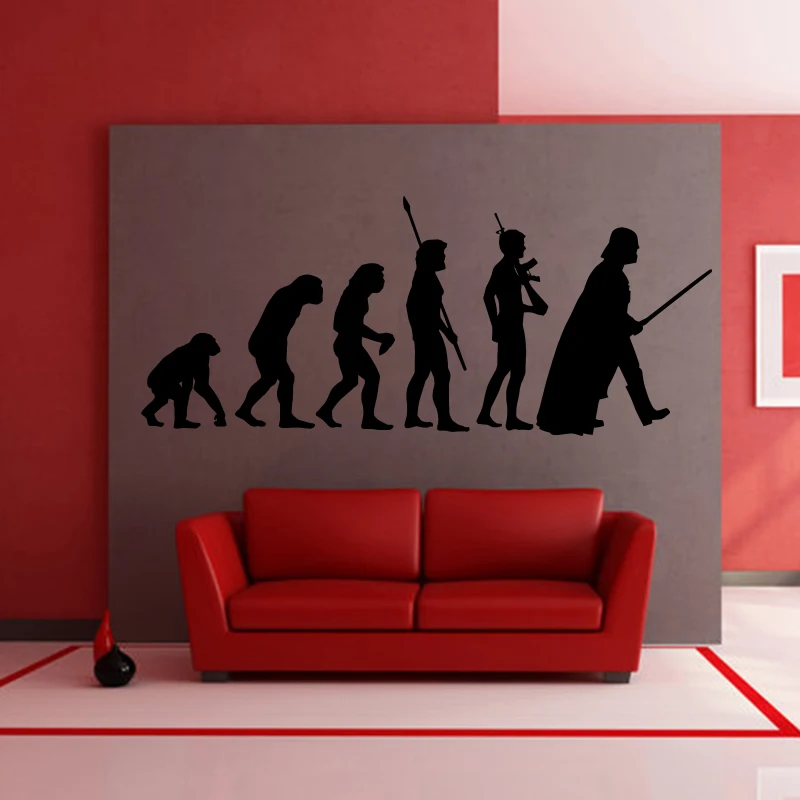 Art Decor Design Evolution The Monkey Decalcomanie Man Robot Darth Vader Darth Wall Stickers Decorazione Della Casa Decalcomania