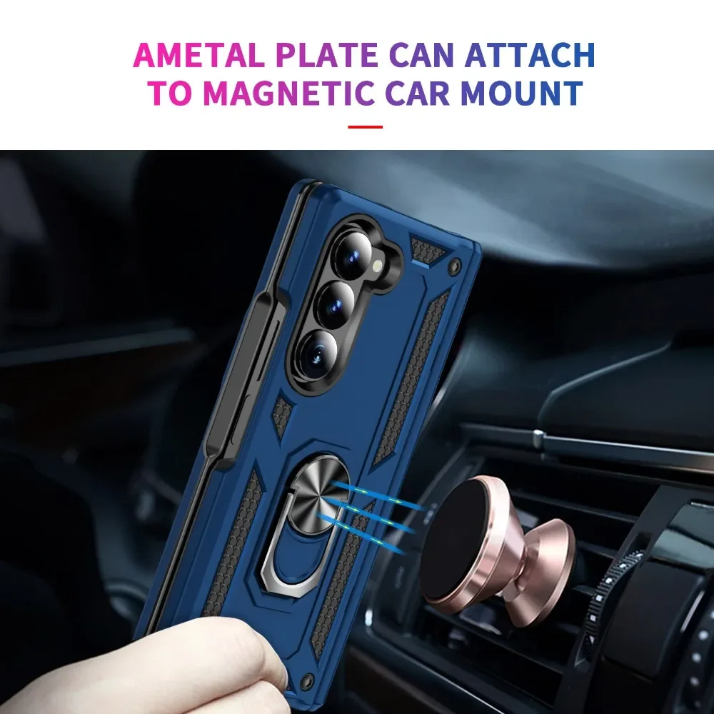Premium Ring Holder Phone Case with Hinge Protection - Shockproof Hard Shell Cover