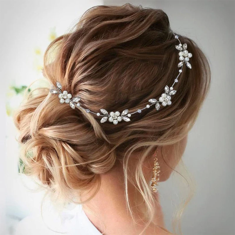 Flower Child Headpiece for girls Silver Wedding headband Crystal Pearl hair piece suitable for birthday parties first Communion, hair accessories, bridal hair accessories